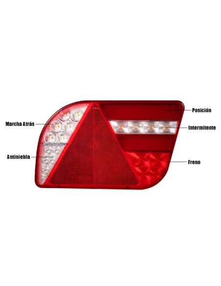PILOTO TRASERO LED GLO TRAC 12/24V DERECHO 7 PIN REFERENCIA 26039PRH