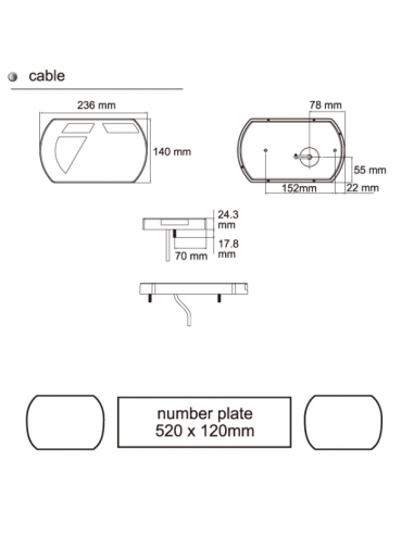 PILOTO TRASERO LED 12V DERECHO 2M CABLE REFERENCIA 26060RH-1LHD