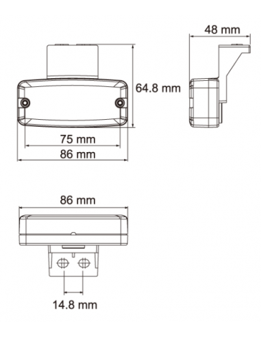 GALIBO LATERAL LED 12/24V AMBAR CON SOPORTE REFERENCIA 26254A-V