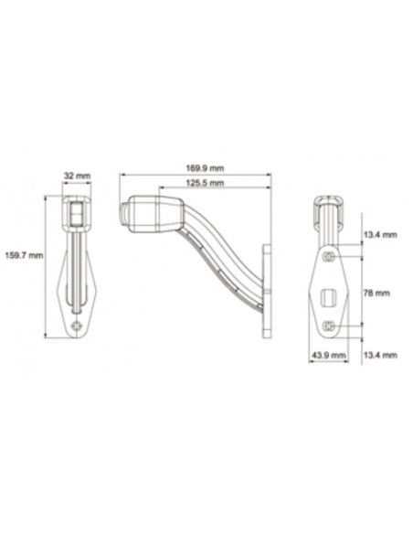 LED END OUTLINE MARKER LAMP 12/24V LONG CURVED