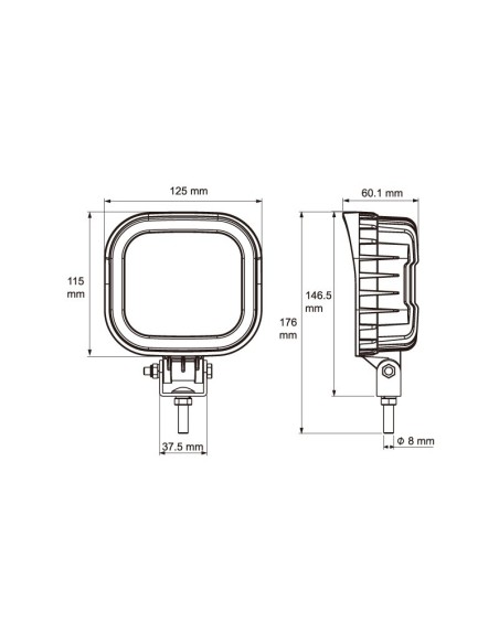 FARO DE TRABAJO LED 12/80V RECTANGULAR 2160LUM 22W REFERENCIA 22818