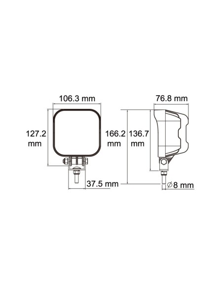 FARO DE TRABAJO LED 9/32V 3200LUM 42W CUADRADO REFERENCIA 22820B