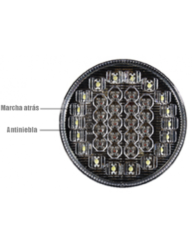 Piloto trasero LED redondo 12V / 24V con antiniebla y marcha atrás