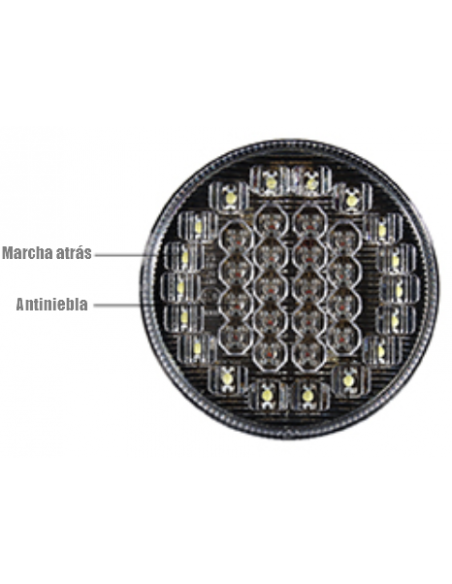 Round LED rear light 12V / 24V with fog and reverse light